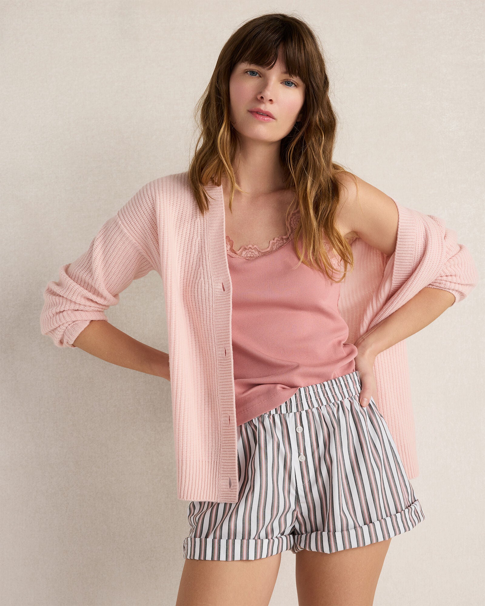 HAVEN Cashmere Shaker Stitch Cardigan 100% Cashmere