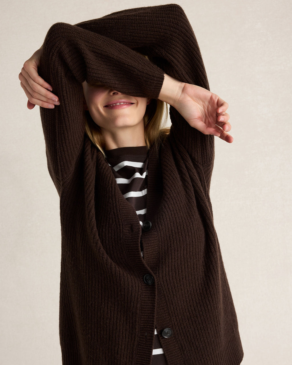 HAVEN Cashmere Shaker Stitch Cardigan 100% Cashmere