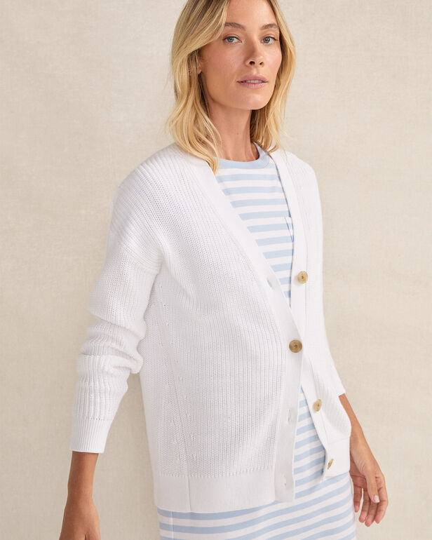 HAVEN Organic Cotton Shaker Stitch Cardigan 100% Organically Grown Cotton