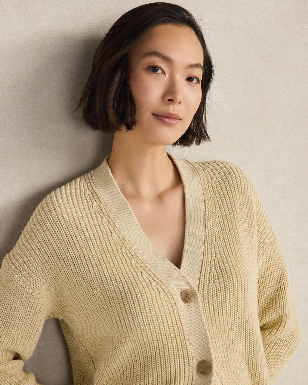 HAVEN Organic Cotton Shaker Stitch Cardigan 100% Organically Grown Cotton
