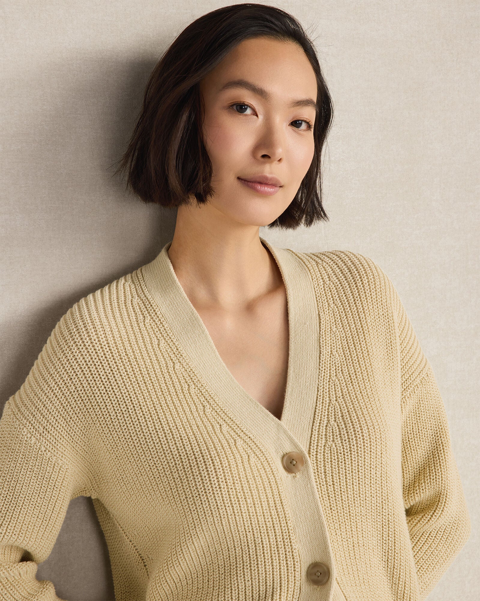 HAVEN Organic Cotton Shaker Stitch Cardigan 100% Organically Grown Cotton