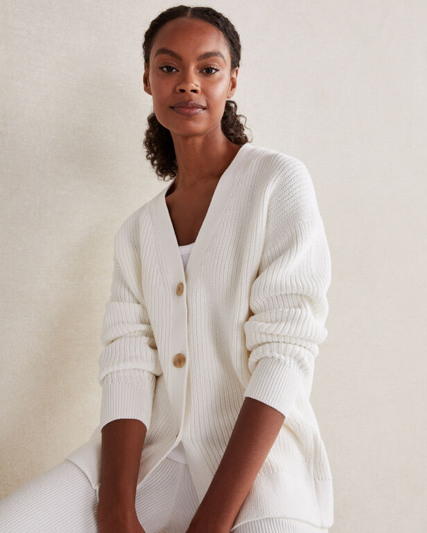 HAVEN Organic Cotton Shaker Stitch Cardigan 100% Organically Grown Cotton