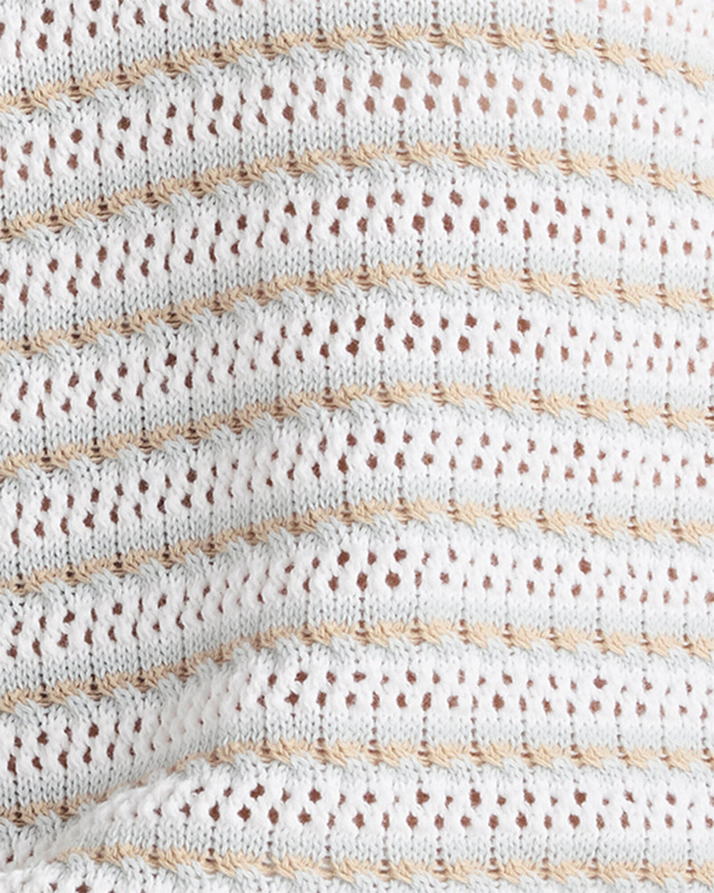 HAVEN Organic Cotton Stripe Mixed Stitch Johnny Collar Sweater 100% Organically Grown Cotton