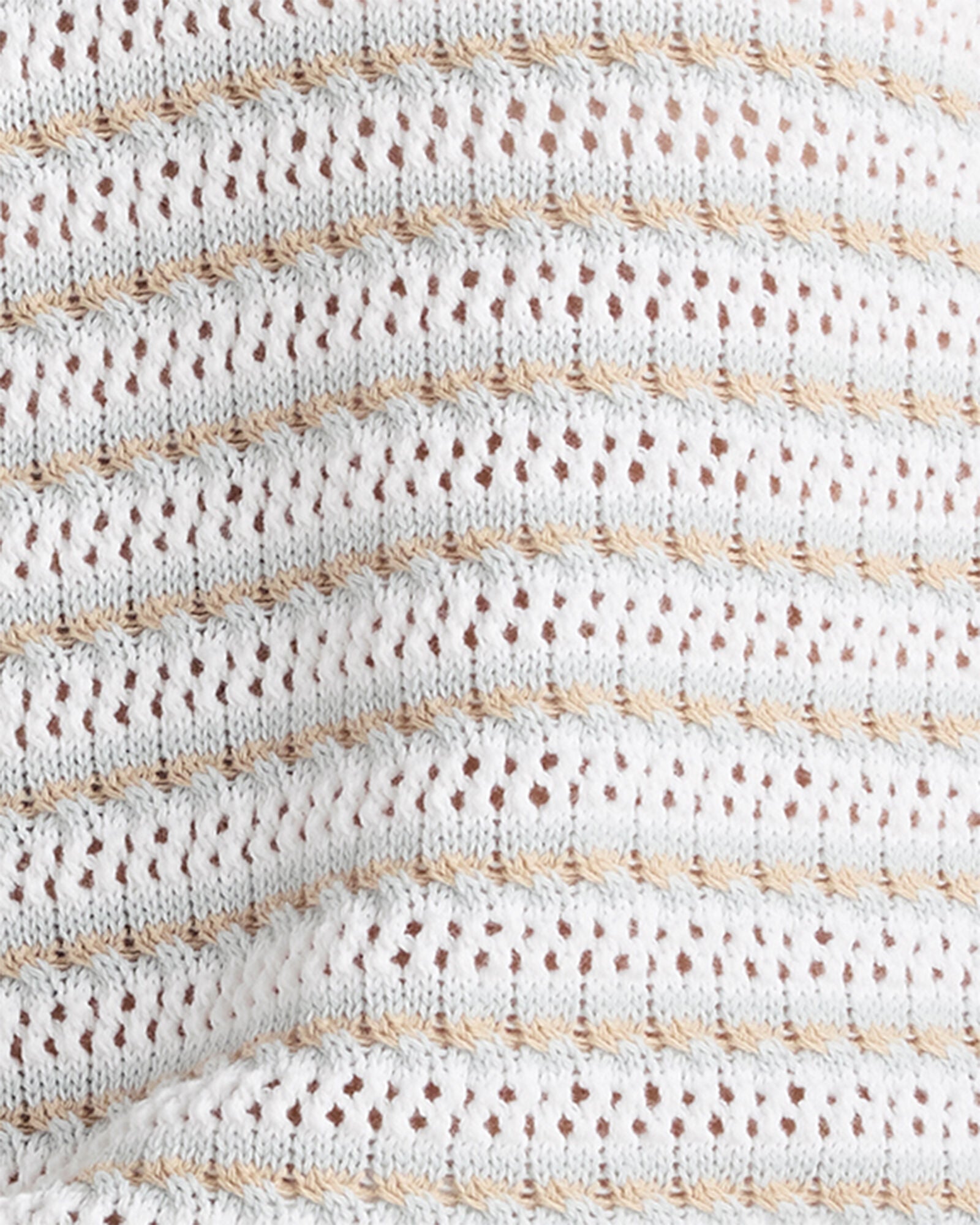 HAVEN Organic Cotton Stripe Mixed Stitch Johnny Collar Sweater 100% Organically Grown Cotton