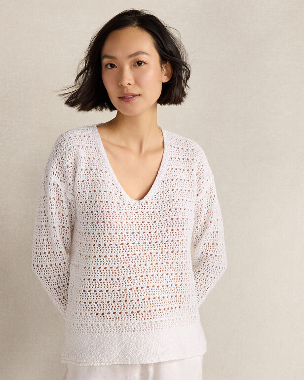 HAVEN Textured Cotton V-Neck Sweater 100% Cotton