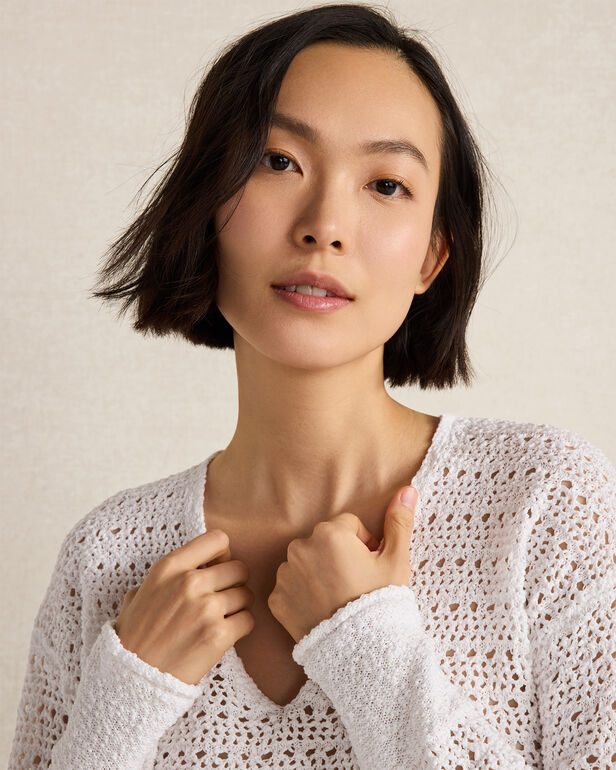 HAVEN Textured Cotton V-Neck Sweater 100% Cotton