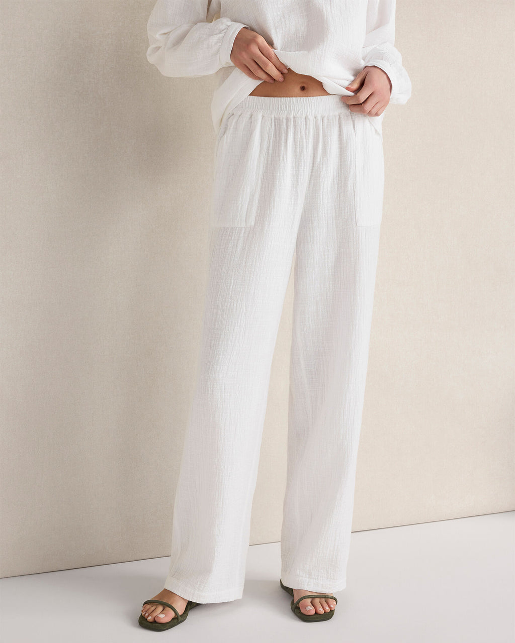 HAVEN Textured Cotton Gauze Pants 100% Cotton