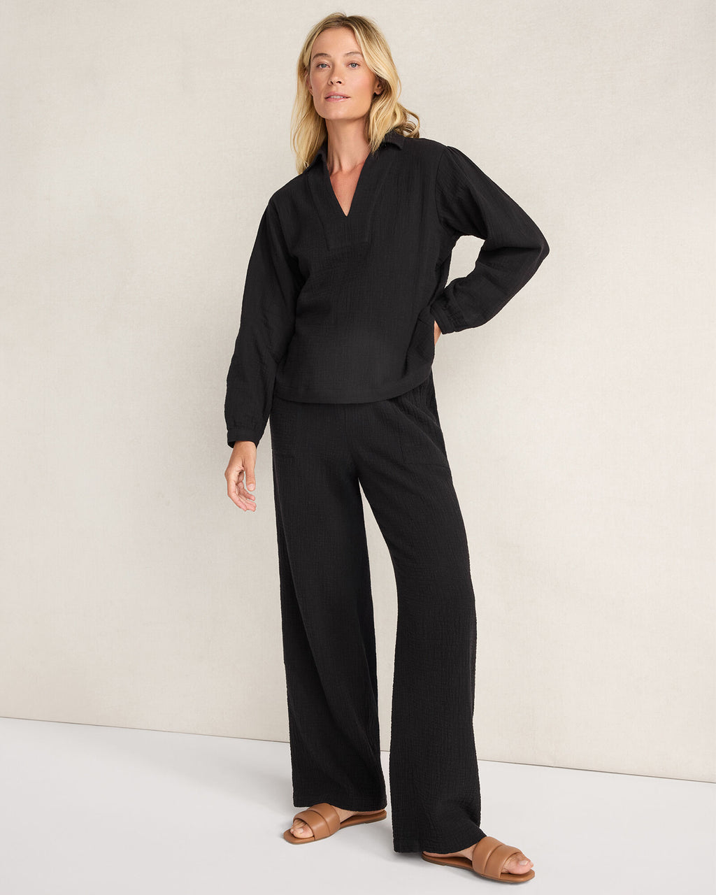 HAVEN Textured Cotton Gauze Pants 100% Cotton