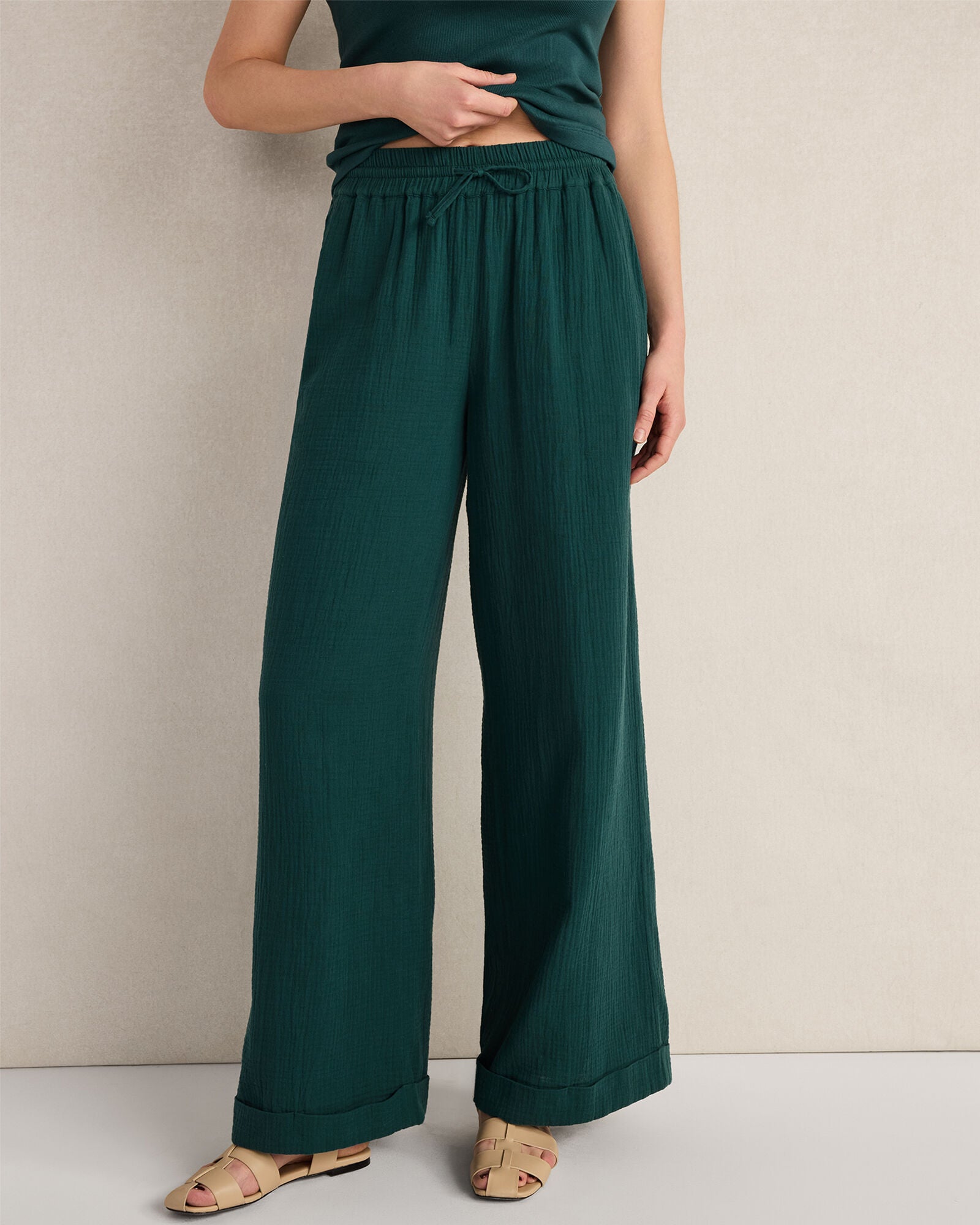 HAVEN Organic Cotton Gauze Drawstring Pants 100% Organically Grown Cotton