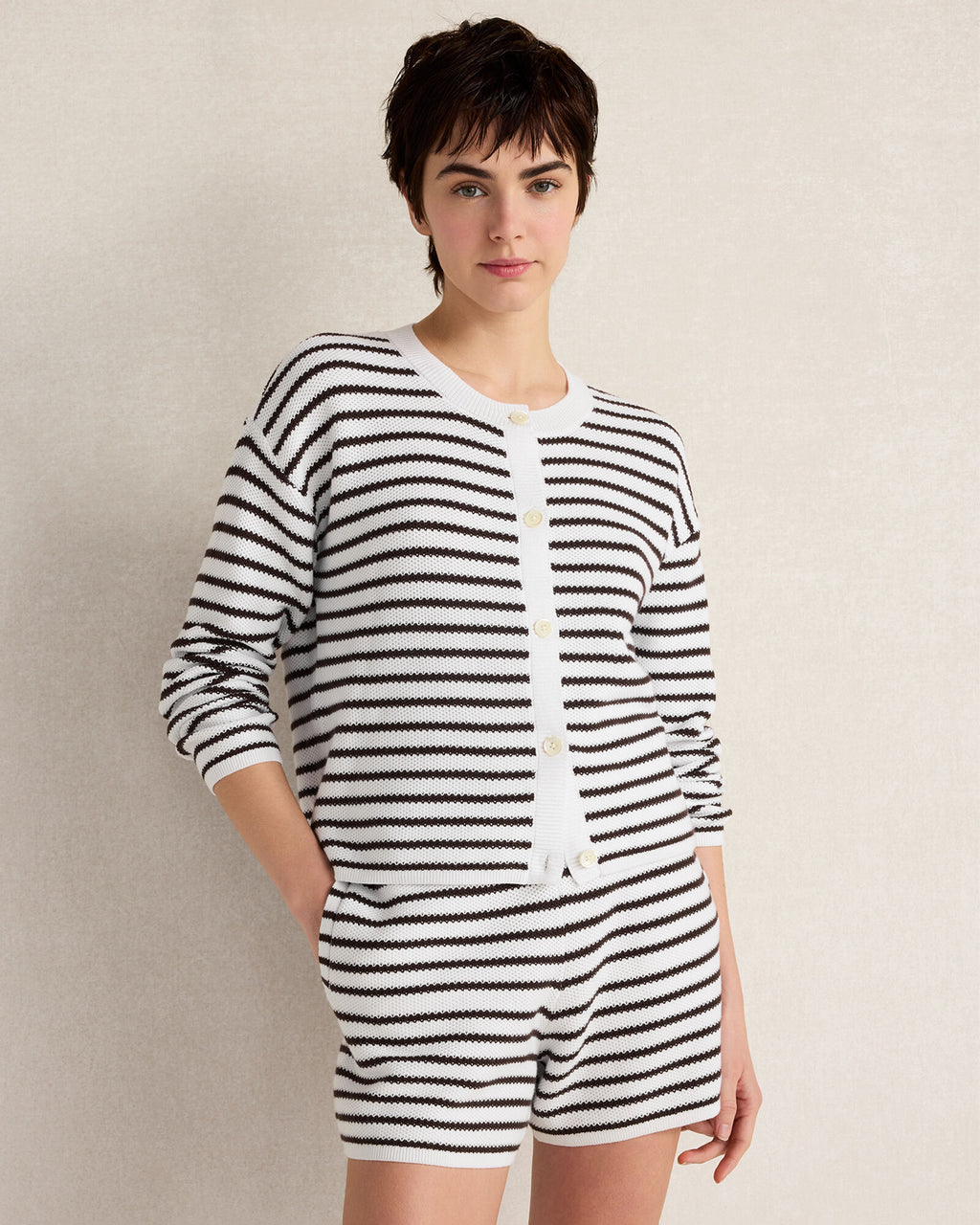 HAVEN Cotton Stripe Cardigan 100% Cotton