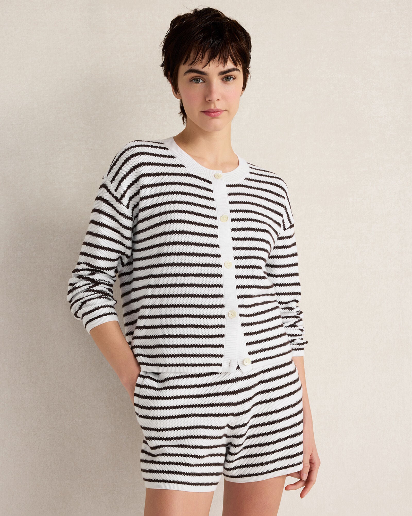 HAVEN Cotton Stripe Cardigan 100% Cotton