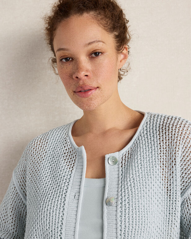 HAVEN Cotton Blend Open Stitch Cardigan 86% Cotton 14% Nylon