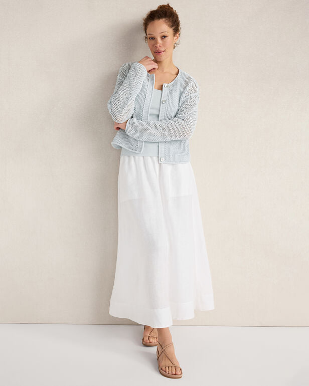HAVEN Cotton Blend Open Stitch Cardigan 86% Cotton 14% Nylon