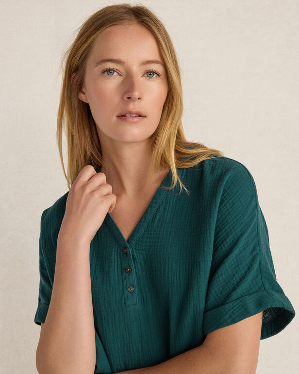 HAVEN Organic Cotton Gauze V-Neck Top 100% Organically Grown Cotton