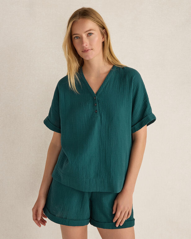 HAVEN Organic Cotton Gauze V-Neck Top 100% Organically Grown Cotton