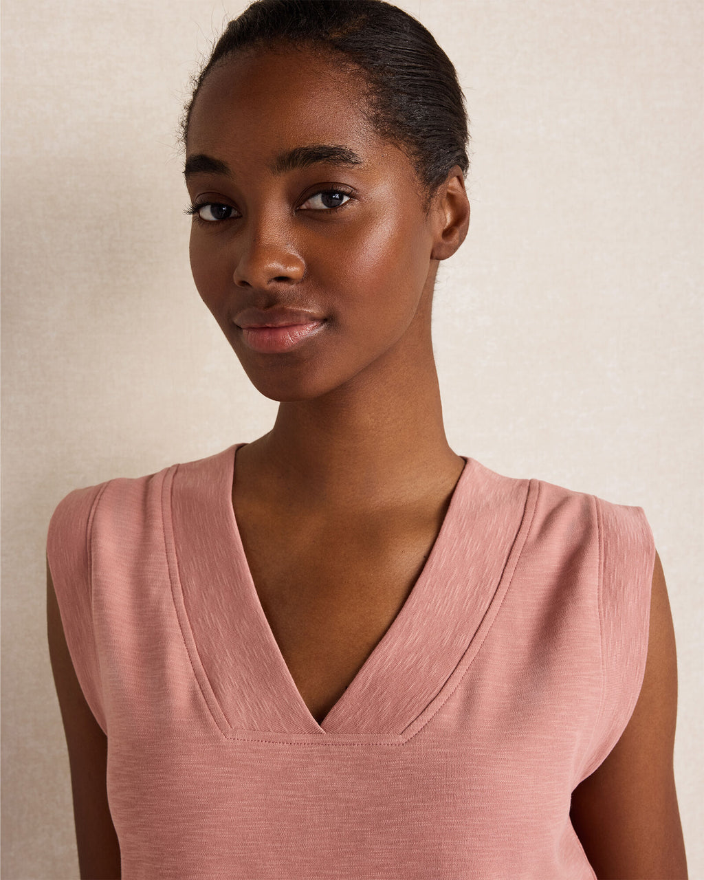 HAVEN Organic Cotton Slub Interlock V-Neck Top 50% Organically Grown Cotton 50% Cotton