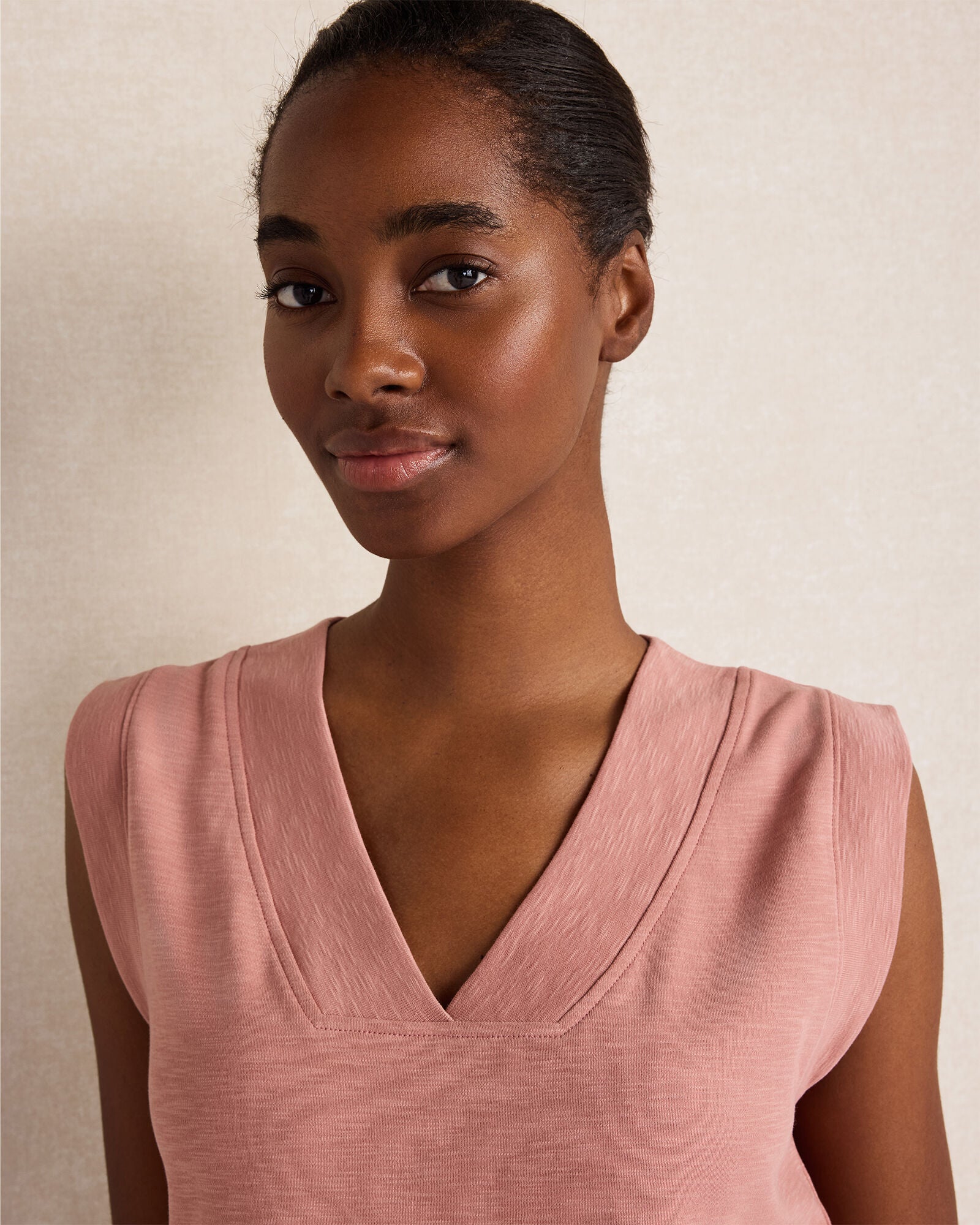 HAVEN Organic Cotton Slub Interlock V-Neck Top 50% Organically Grown Cotton 50% Cotton